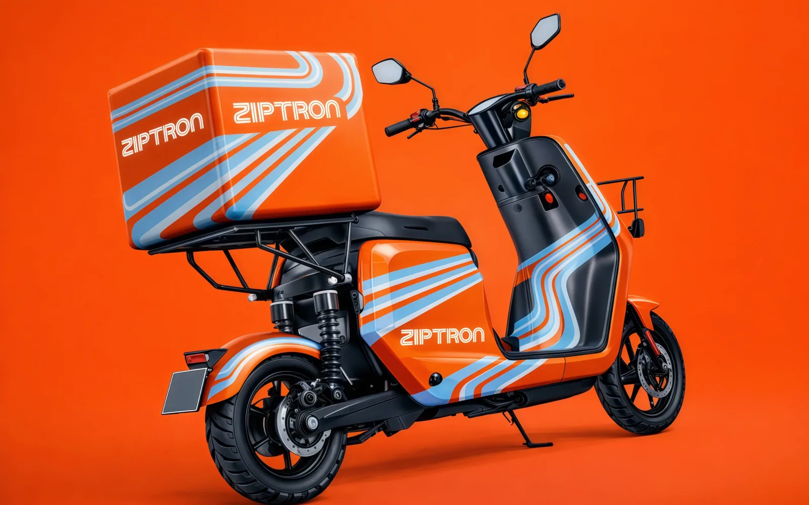 Грузовой электровелосипед Ziptron с фирменной оклейкой